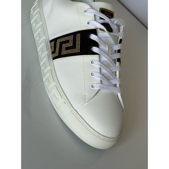 Versace Greek key Men\'s White/Black Leather Sneakers 13 US (46) 1014460 NIB $725 main image 13
